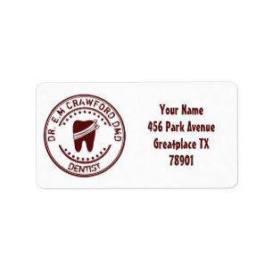 Étiquette Timbre Dentiste En Caoutchouc Avec Dent Et Votre N