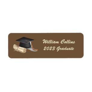 Étiquette Timbre postal casquette et diplôme