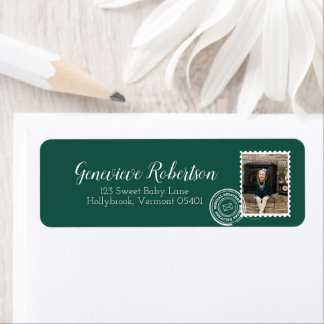 Étiquette Timbre Postal Photo Expédition Nom Adresse