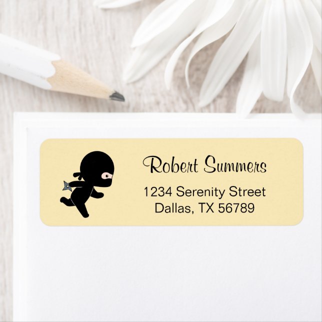 Étiquette Tiny Ninja coule sur Jaune (En situation)