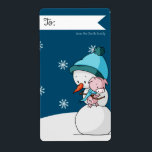 Étiquette To and From Snowman and Pig Personalized Christmas<br><div class="desc">Very cute to and from label with an illustration of a snowman and a pig hugging each other. Personalize it with your own family or business name. Great for family gifts and small business. Illustrated and designed by Patricia Alvarez.</div>