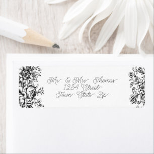 Étiquette Toile florale noire et blanche