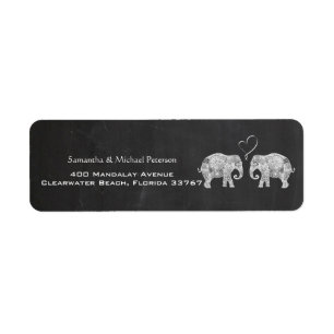 Étiquette Tonnes d'amour Mariage Elephant Couple Chalkboard