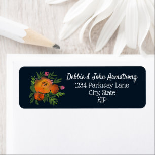 Étiquette Tons Terre Brûlé Orange Marine Floral Mariage