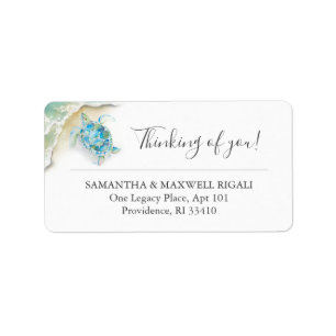 Étiquette Tortue de mer aquarelle tropicale océan adresse