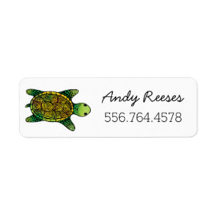 Étiquette Tortue d'encre saturée vert