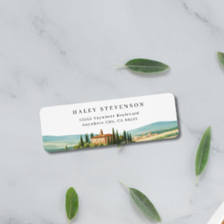 Étiquette Toscane aquarelle illustration Mariage Skyline