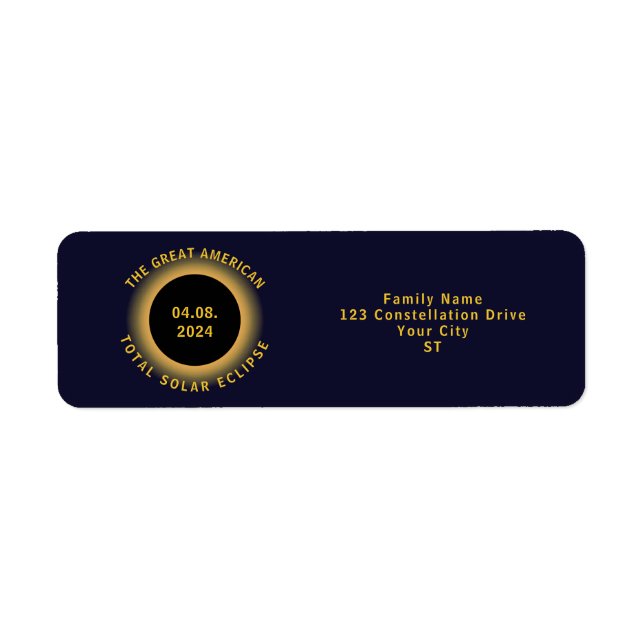 Étiquette Total Solaire Eclipse 8 avril, 2024 Viewing Party (Devant)
