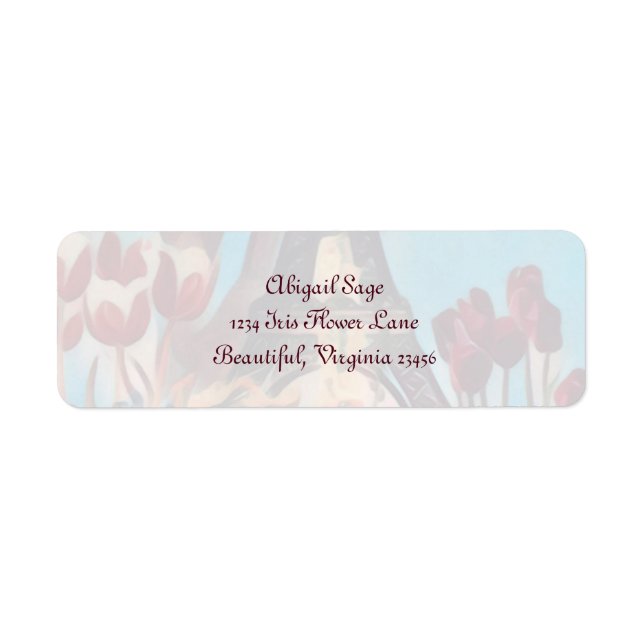 Étiquette Tour Eiffel, Paris Iris, Tulipes Fleurs Adresse (Devant)