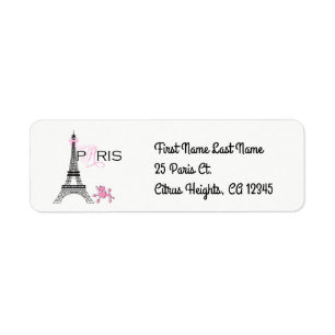 Étiquette Tour Eiffel Ruban Rose Paris France Caniche Chic