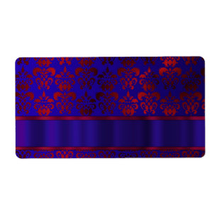 Étiquette Tourbillon rouge et bleu damassé