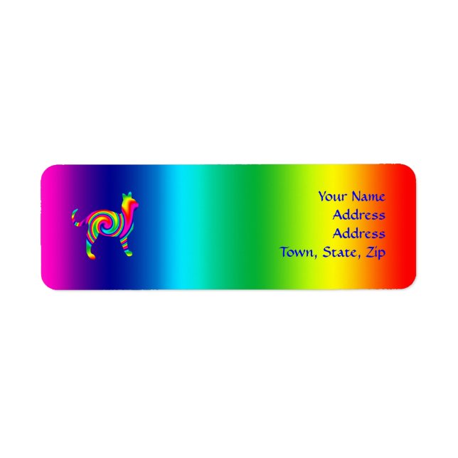 Étiquette Tournage arc-en-ciel en forme de chat (Devant)