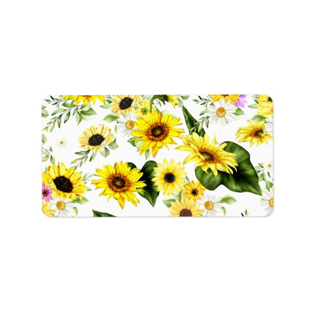 Étiquette Tournesol à l'aquarelle 7 (Devant)