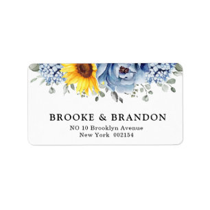 Étiquette Tournesol Dusty Blue Slate Peony Mariage floral