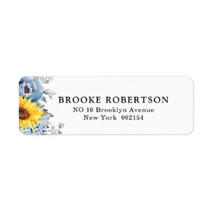 Étiquette Tournesol Dusty Blue Slate Peony Mariage floral