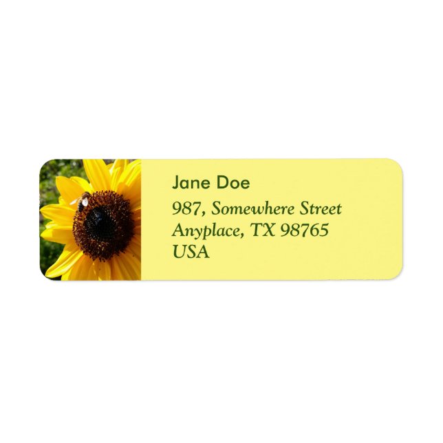 Étiquette Tournesol et abeille (Devant)