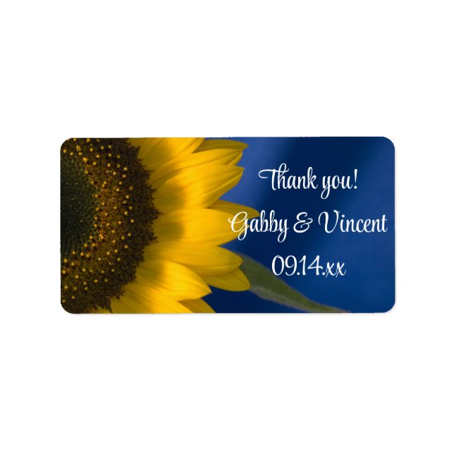 Étiquette Tournesol sur Merci Mariage bleu Favoriser les éti (Devant)