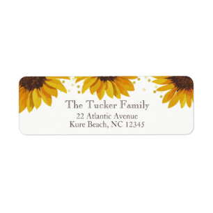 Étiquette Tournesols rustiques Or Points Adresse de retour