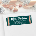 Étiquette Tout texte Turquoise & Rose Gold Christmas Adresse<br><div class="desc">Ajoutez une touche de finition festive aux enveloppes de cartes de vacances avec des étiquettes turquoises, roses et blanches customisées. Tout le texte sur ce modèle est simple à personnaliser avec n'importe quel libellé, comme Joyeux Noël, Joyeux Fêtes, Joyeuses Fêtes ou Bonne Année. En option, changez le message d'accueil en...</div>