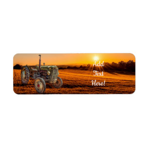 Étiquette Tracteur agricole antique