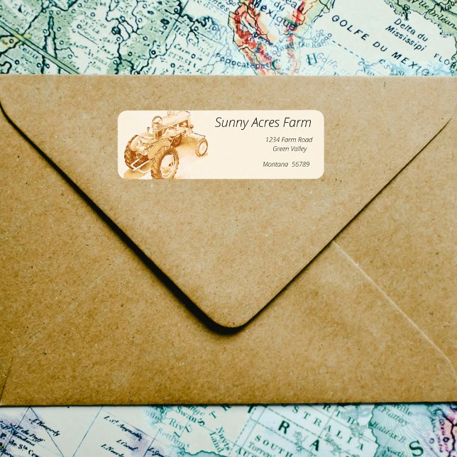 Étiquette tracteur antique -aquarelle (Créateur téléchargé)