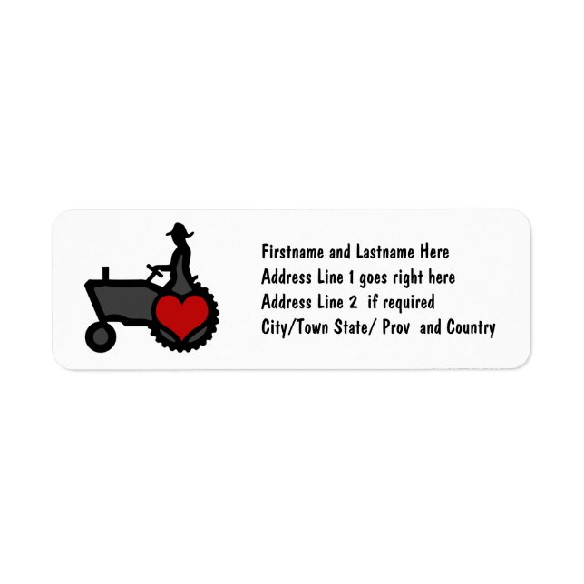 Étiquette Tracteur avec amour du coeur dans le pays (Devant)