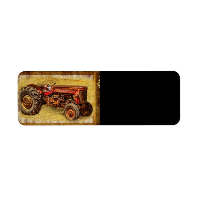 Étiquette Tracteur rouge antique (Devant)