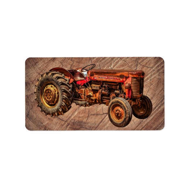 Étiquette Tracteur rouge antique (Devant)