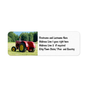 Étiquette Tracteur rouge antique de ferme