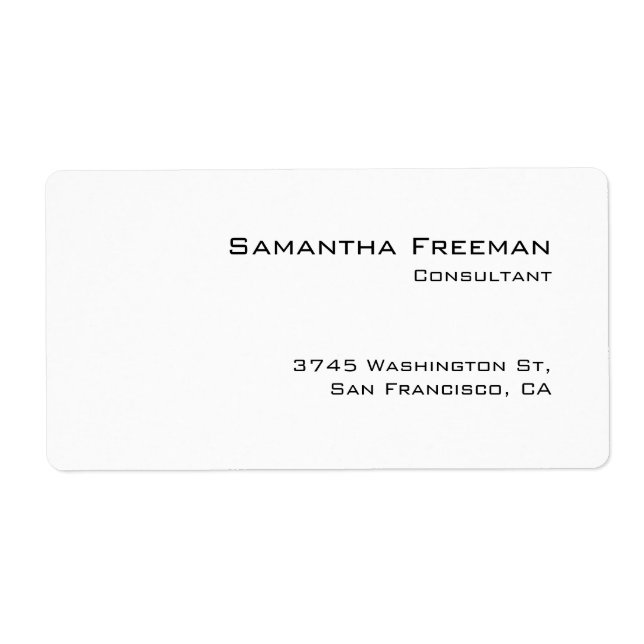 Étiquette Traditionnel Propre Minimaliste Blanc (Devant)