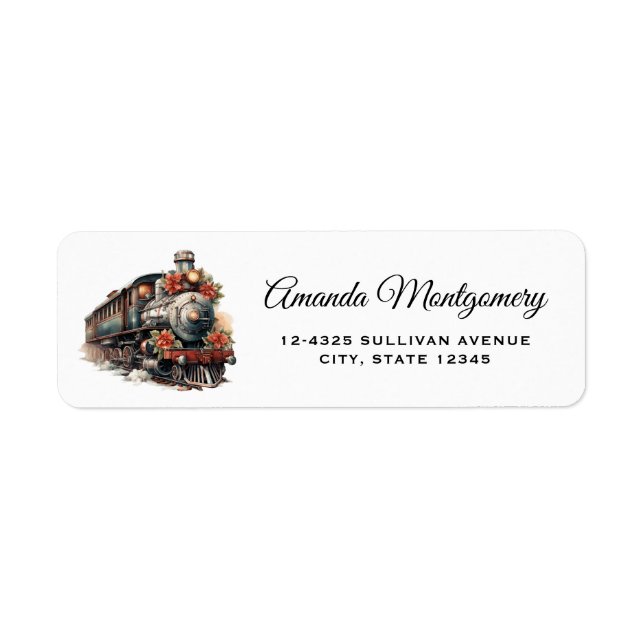 Étiquette Train à vapeur à l'ancienne Noël rétro (Devant)