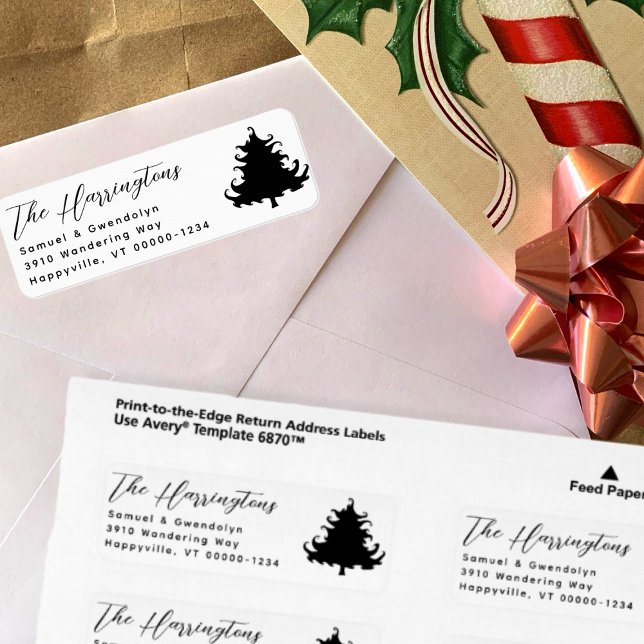 Étiquette Tree Black and White Return Address labels (Créateur téléchargé)