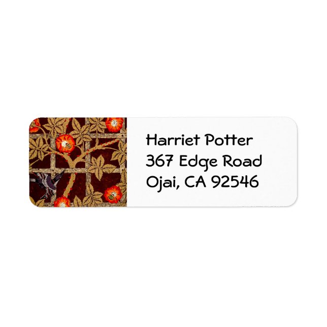 Étiquette Trellis Oiseaux Fleurs Morris Papier peint fin (Devant)