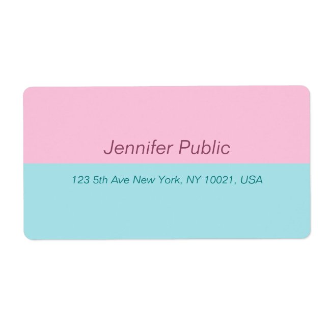 Étiquette Trendy Blush Pink Mint Blue Elegant Livraison (Devant)