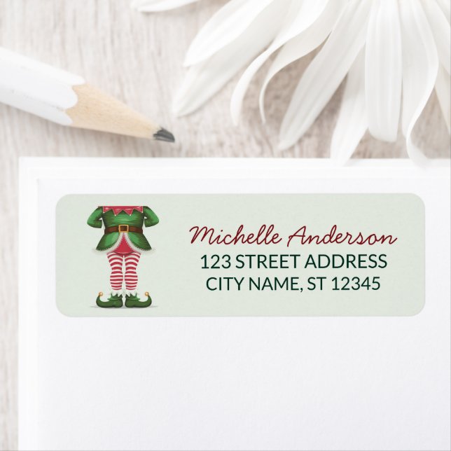 Étiquette Trendy Christmas Holiday Elf Feet Return Address   (En situation)