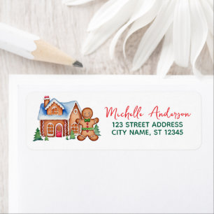 Étiquette Trendy Christmas Return Adresse Gingerbread House