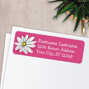 Étiquette Trendy Daisy gris et jaune Adresse de retour