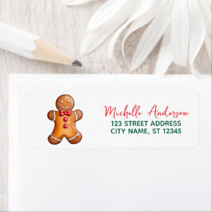Étiquette Trendy Gingerbread Christmas Return Adresse