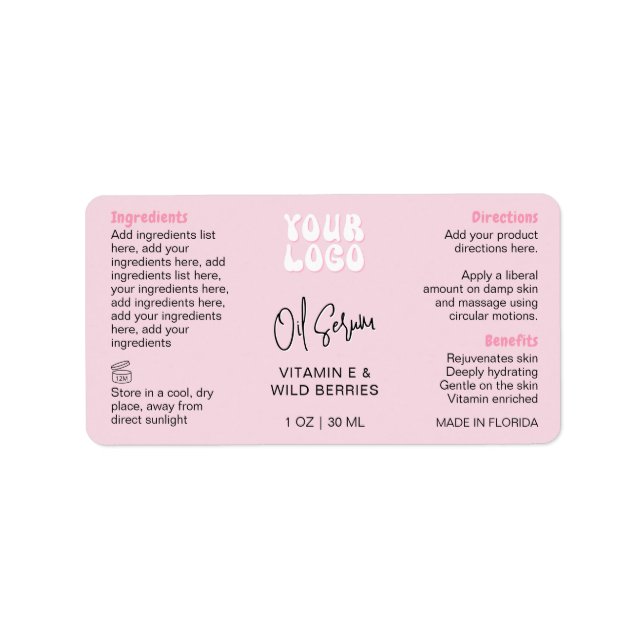 Étiquette Trendy Retro Pink 1 OZ 30ml Dropper Bottle (Devant)