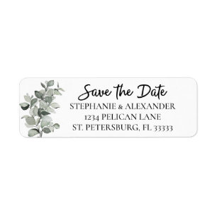 Étiquette Trendy Sage Green Eucalyptus Wedding Save the Date