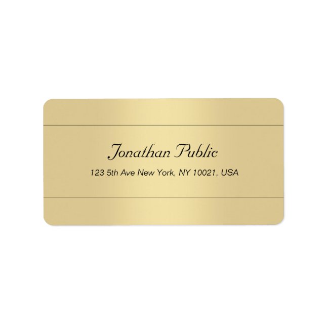 Étiquette Trendy Stylish Simple Modèle Gold Look Adresse (Devant)