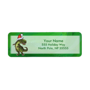 Étiquette TRex à Santa Hat sur Green