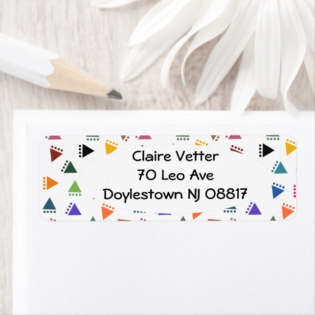 Étiquette Triangles Boho (En situation)