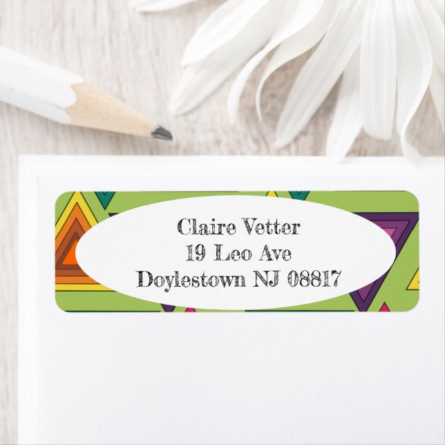 Étiquette Triangles des années 1970 (En situation)