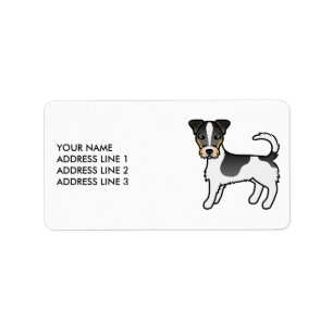 Étiquette Tricolor Jack Russell Terrier à poil dur & Texte