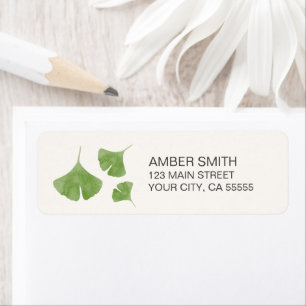 Étiquette Trio de feuilles de ginkgo à l'aquarelle thème nat
