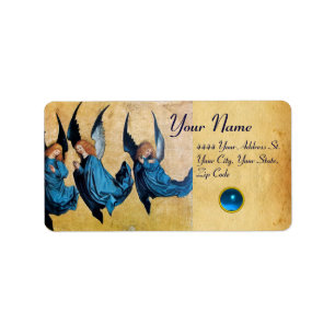 Étiquette TROIS ANGELS DE NOËL EN PARCHEMENT BLEU, Sapphire