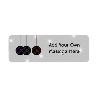 Étiquette Trois Baubles Noirs de Noël. Texte personnalisé