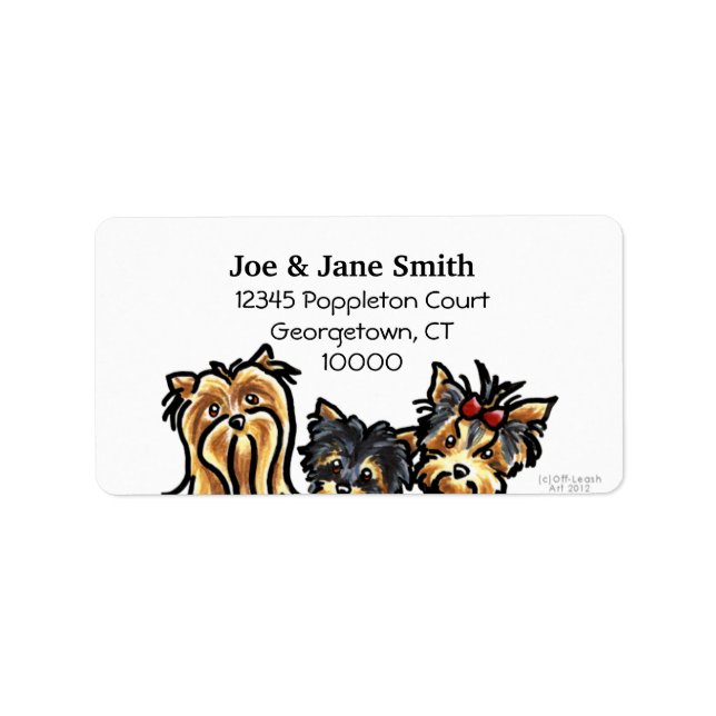 Étiquette Trois Yorkies propres et simples (Devant)