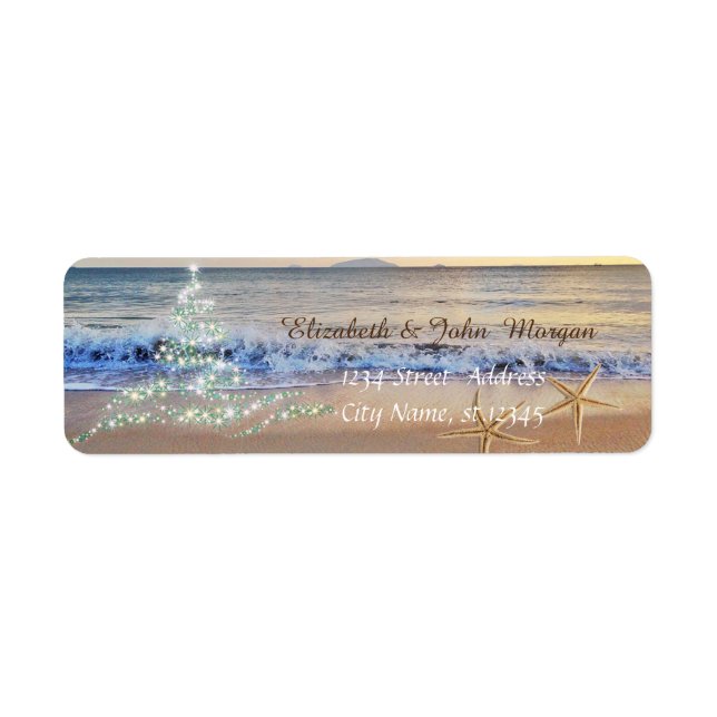 Étiquette Tropical, Arbre de Noël, Plage, Fête de poisson d' (Devant)